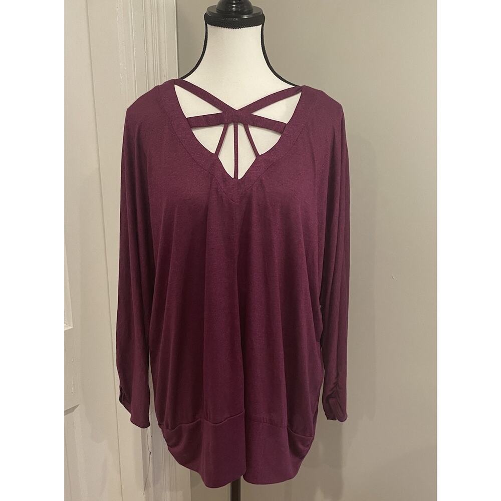 Apt 9 Berry/Burgundy Crisscross Top Relaxed Fit Women’s Size XXL NWT